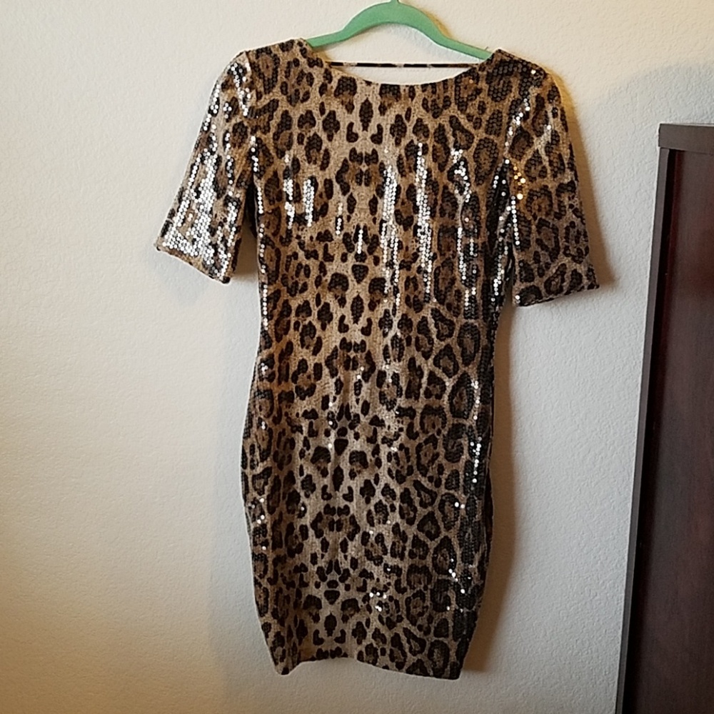 Sequin Cheetah Bodycon Dress
